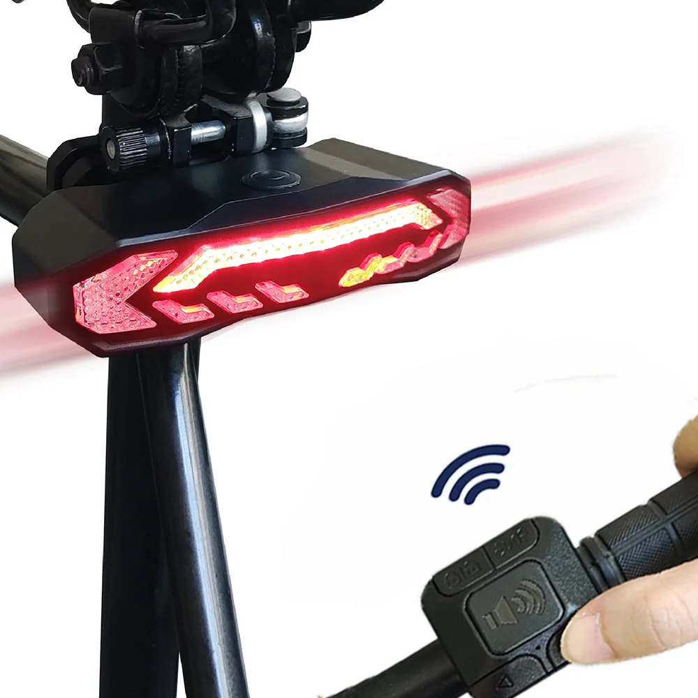 Wireless Anti theft Alarm Function Bike Light With Electric Bell Bicycle Tail Rear Light Rechargeable