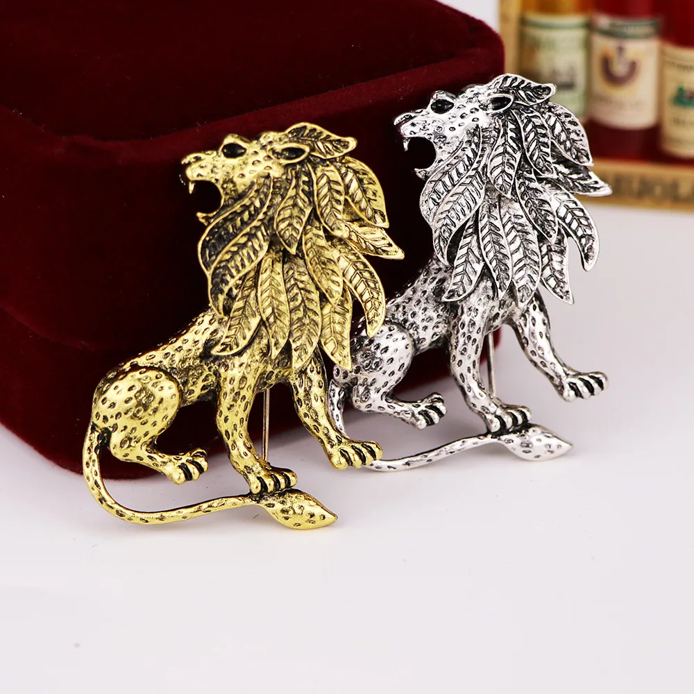 Vintage crystal rhinestone snake scorpion deer horse tiger lion head brooch pins for women
