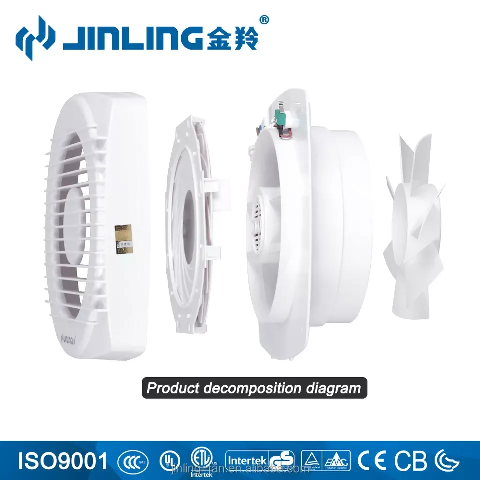 150 200mm Round Shape Bathroom Extractor Fan Window Mounted Ventilating Fan