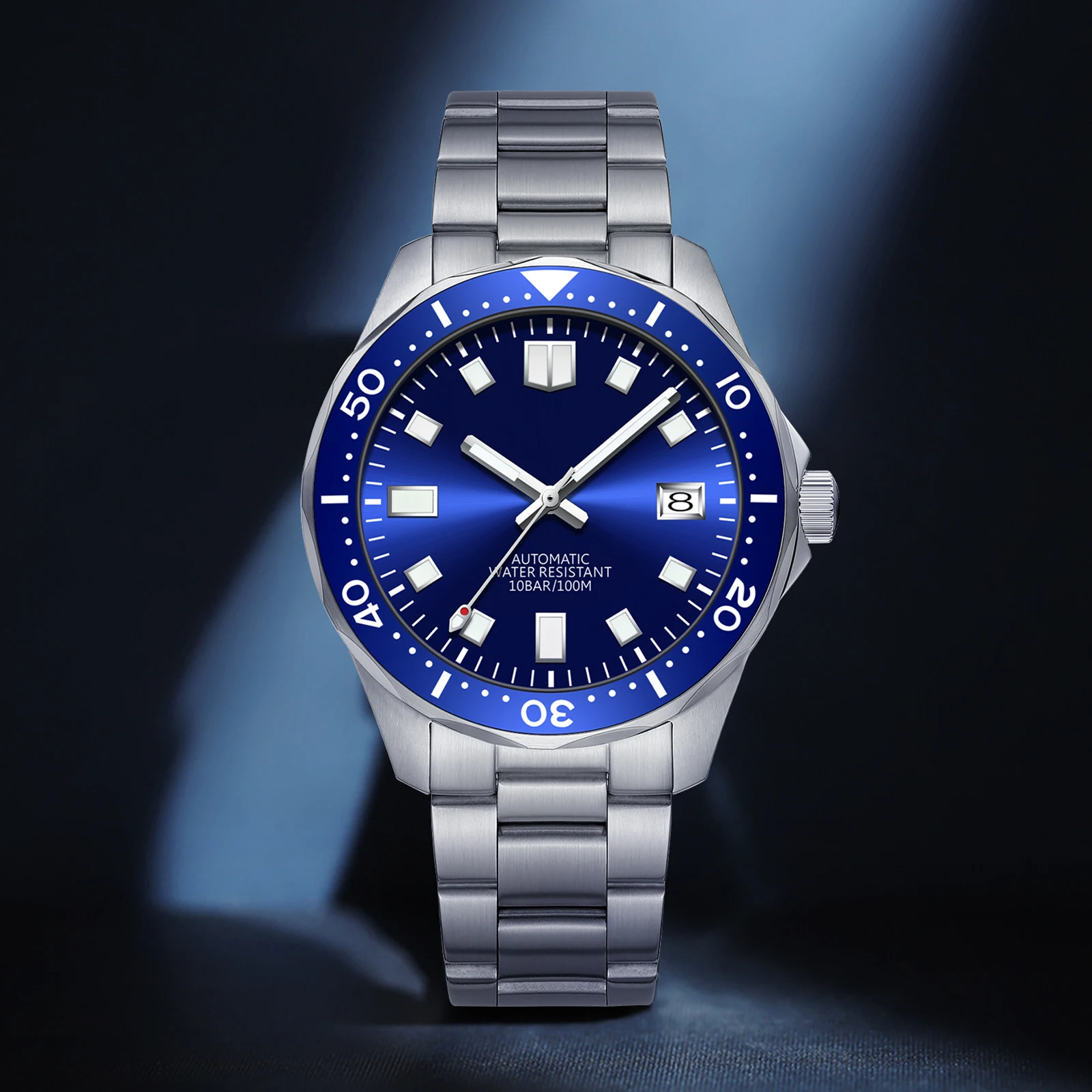 High Quality No Brand Man Stainless Steel 100M Waterproof Mechanical Fashion Watch