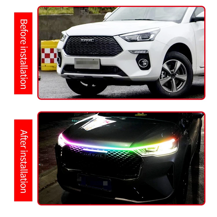 DIY Universal Car Hood Flexible Led Strip Light 12V White Daytime Running Lights Decoration Backlight Long Auto Atmospere Lamp