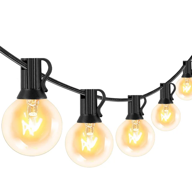 25FT G40 Spherical Bulb Party Terrace Decisive String Light Outdoor Garden  Christmas Waterproof Fairy String Light