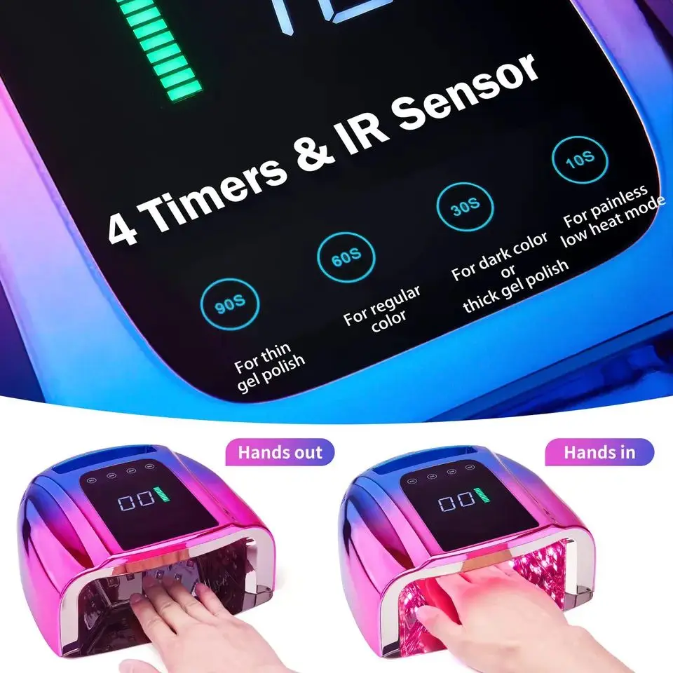 96W UV LED Portable Cordless UV Light for Nail dryer manicure lamp with Removable Stainless Steel Bottom