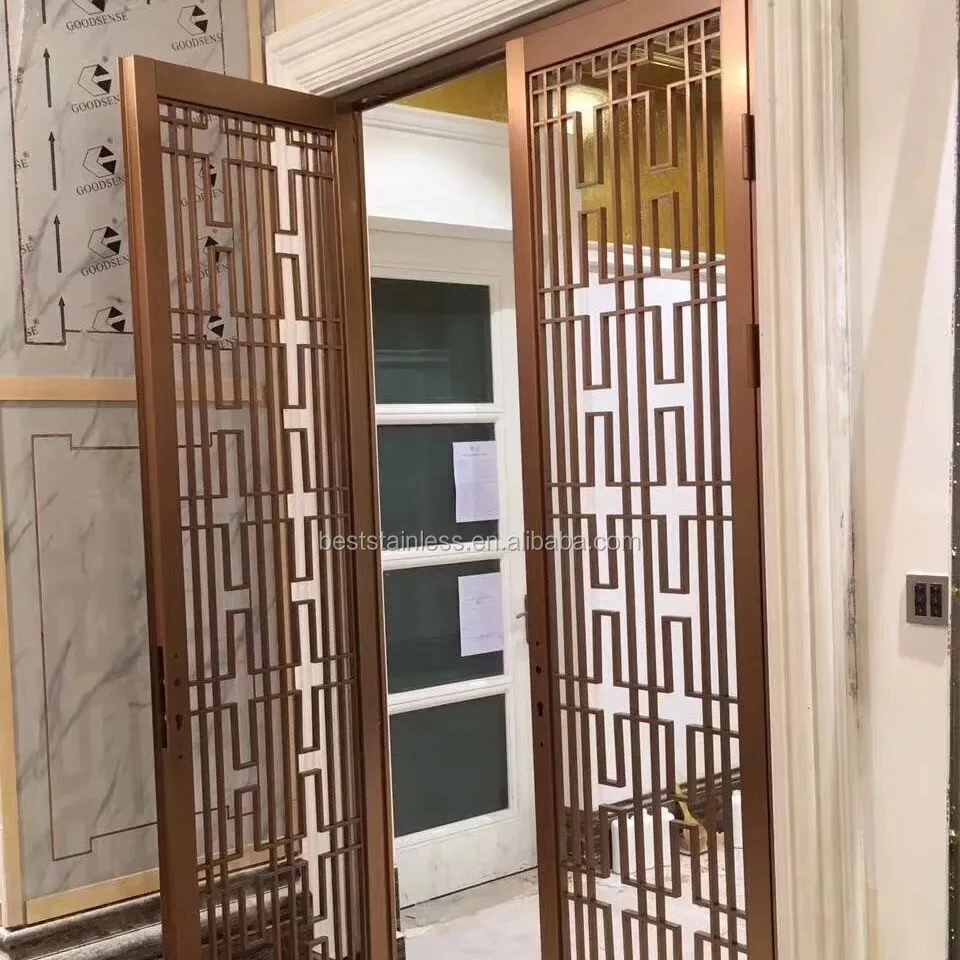Movable floor to ceiling garden fireplace balcony living privacy stainless steel doors partition wall room dividers screens