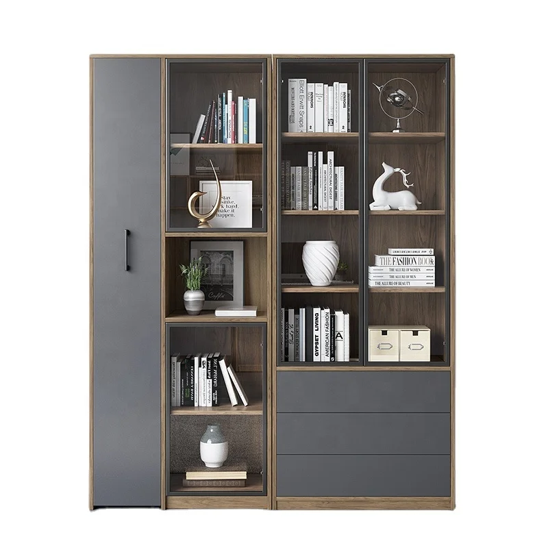 3 в 1 современная Домашняя Библиотека офисная многофункциональная деревянная мебель на заказ книжный шкаф