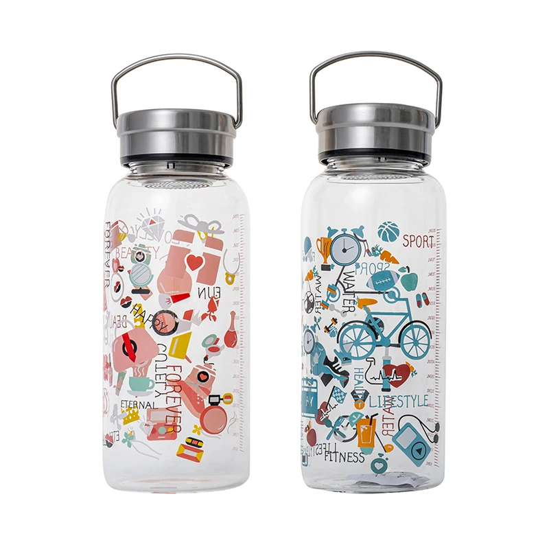 KDG 1000ml Customized Hot Sale High Borosilicate Stainless Steel Cap Glass Portable Water Bottle Manufacturers  beverage bottles