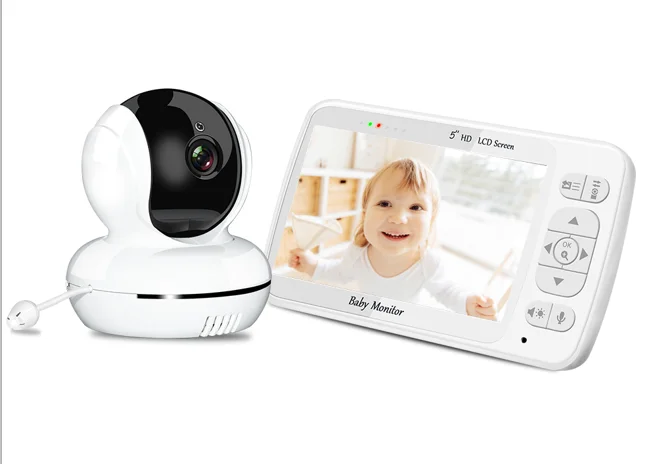 2.4 GHZ  Remote Swivel Wireless Baby Monitor With 5 Inch 720P Color Display Support VOX Mode And Night Vision