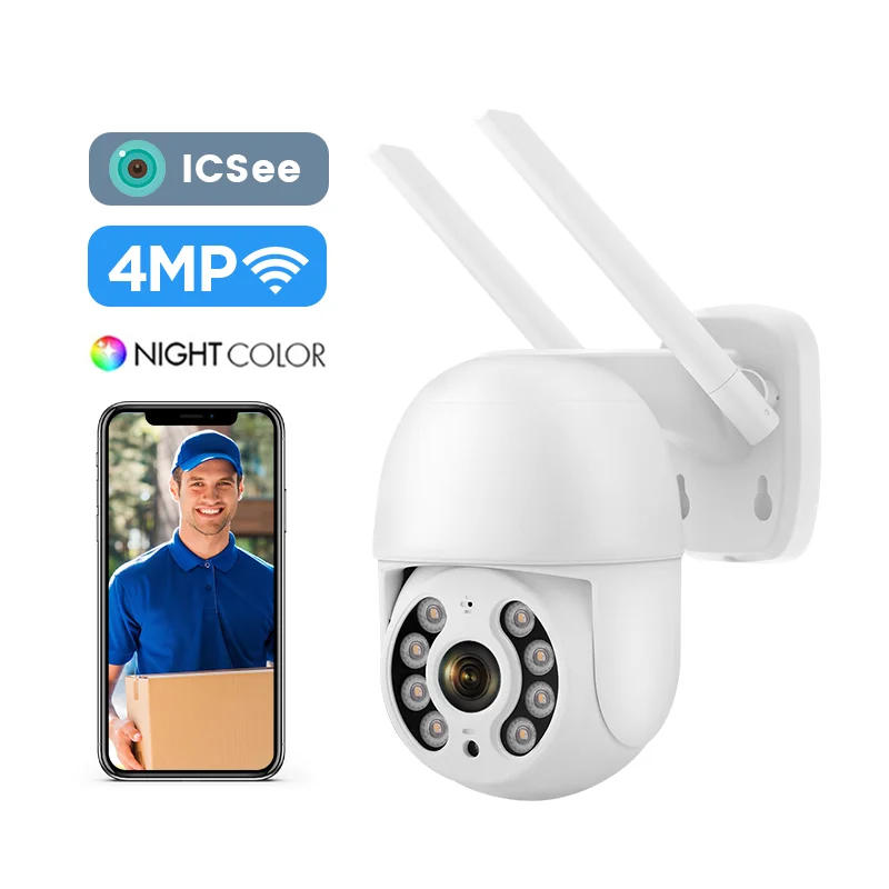 4MP auto tracking wireless ip security speed dome ptz cameras outdoor full color night vision smart cctv icsee ptz wifi camera