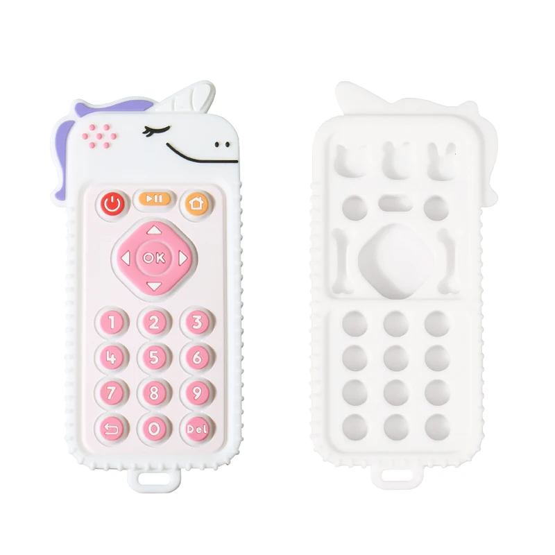 2023 Popular Baby Teether Toys Silicone Baby Products Funny Tv Remote Control Shape Baby Teethers Opp Bag Soft Toy Unisex