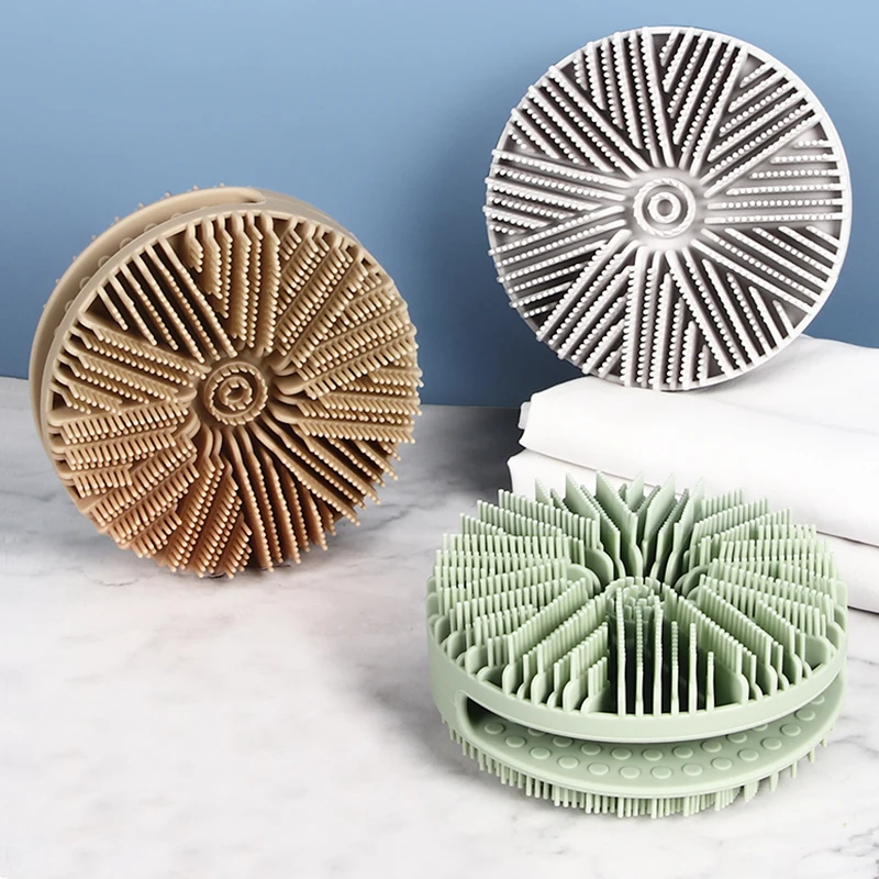 Two-sided Glove Design Soft Silicone Shower Brush Body Wash Bath Exfoliating Skin Massage Scrubber for Kids Adults