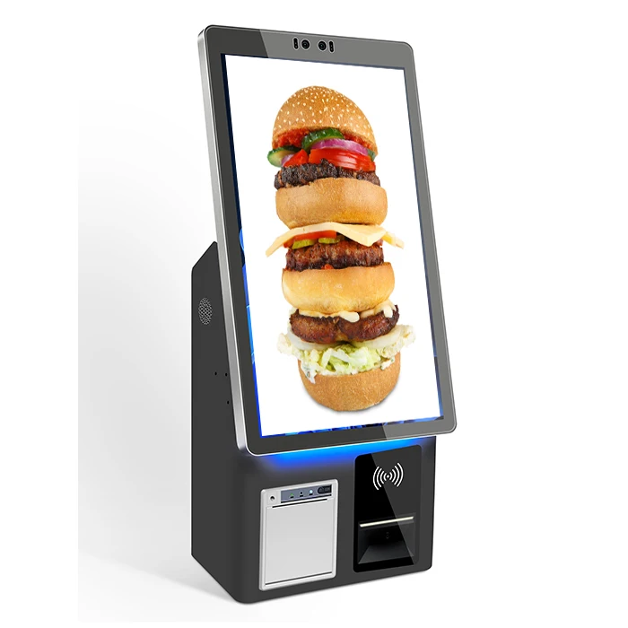 Crtly 21.5inch self-service order kiosk capacitive indoor food self checkout kiosk self service touch screen cash payment kiosk