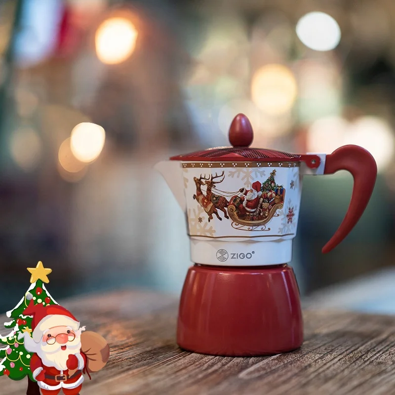 Arriart Christmas Gift Double Valve Stovetop Italian Coffee Maker Aluminum Espresso Moka Pot