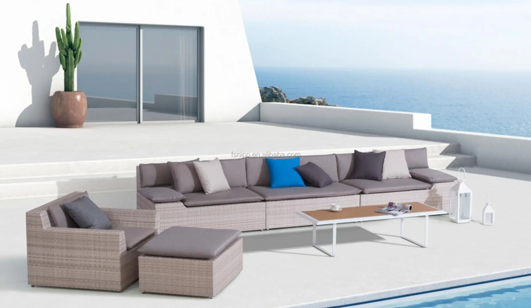 wicker garden furniture semi-circle round  outdoor rattan sofa