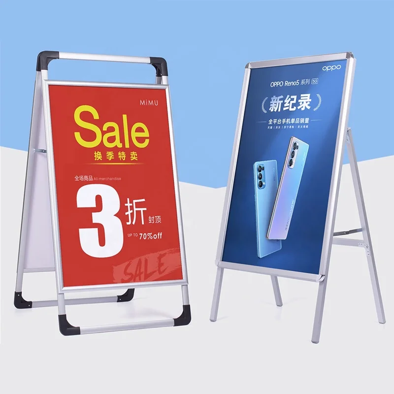 Restaurant menu display aluminum frame single and double vertical KT board advertising portable stand brand