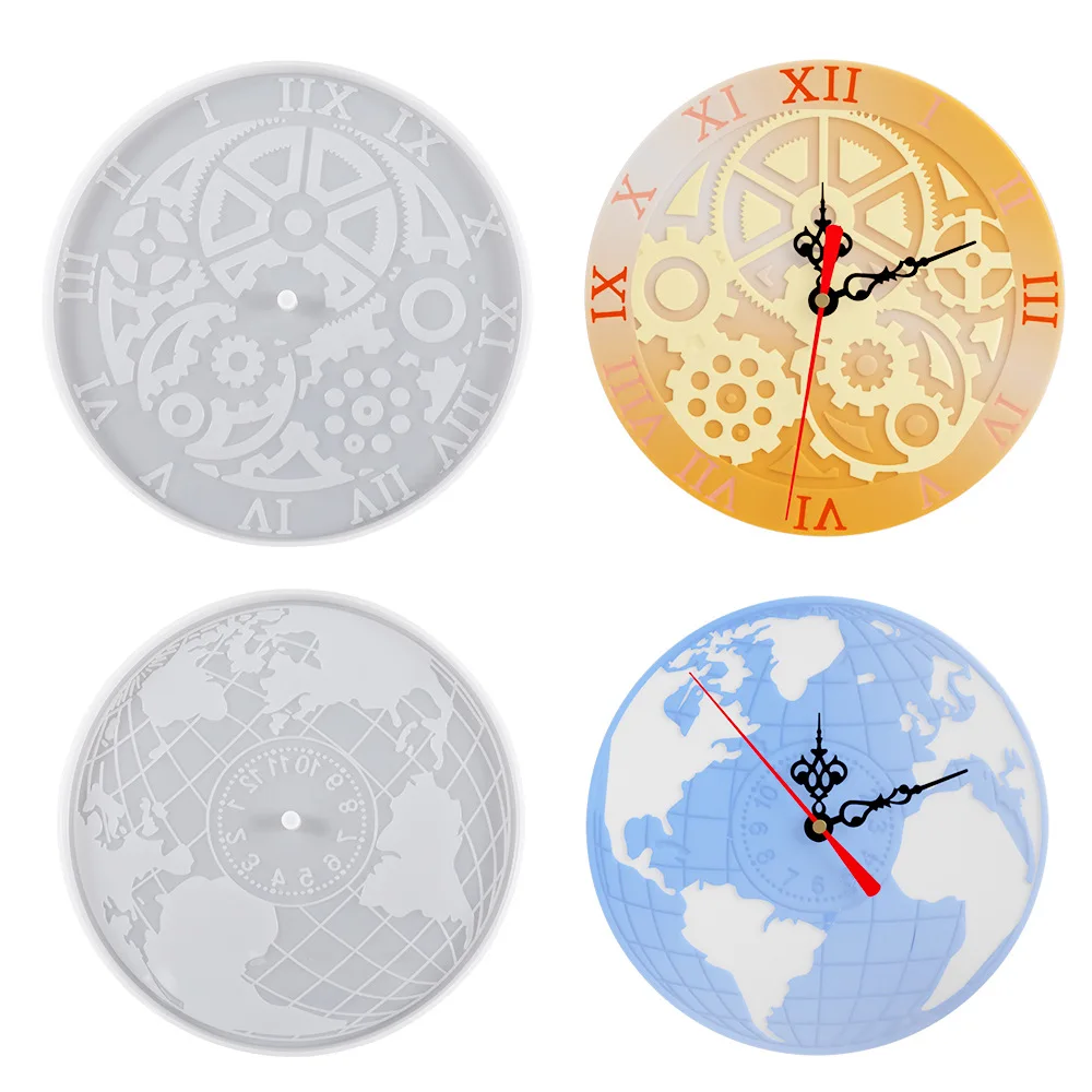 DIY Map Gear Index Dial Clock Mold Silicone Resin Making Art Mould Epoxy Crystal Dripping Molding