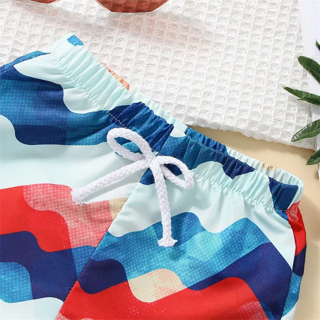1Pcs Custom Logo RTS Summer Infant Toddler Children Clothes Cotton Decorative Pattern Boys Swim Trunk