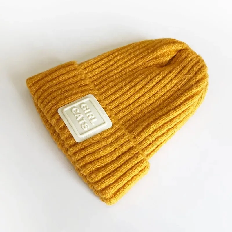 KENSHELLEY New Model Western Style Winter Beanie Hat Thick Wool Yarn Custom Beanie Pure Color Knitted Beanie Hats With Logo