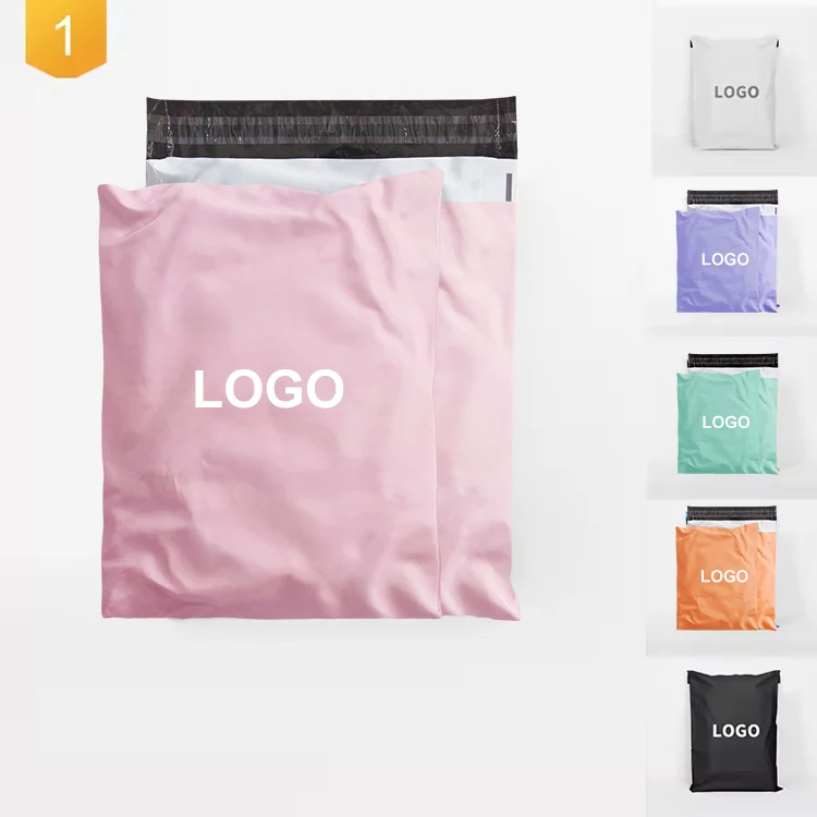 Custom Logo Printing Peach Pink Polymailer Express Mailing Bag Biodegradable Packaging Shipping Poly Mailer Bags for Clothing
