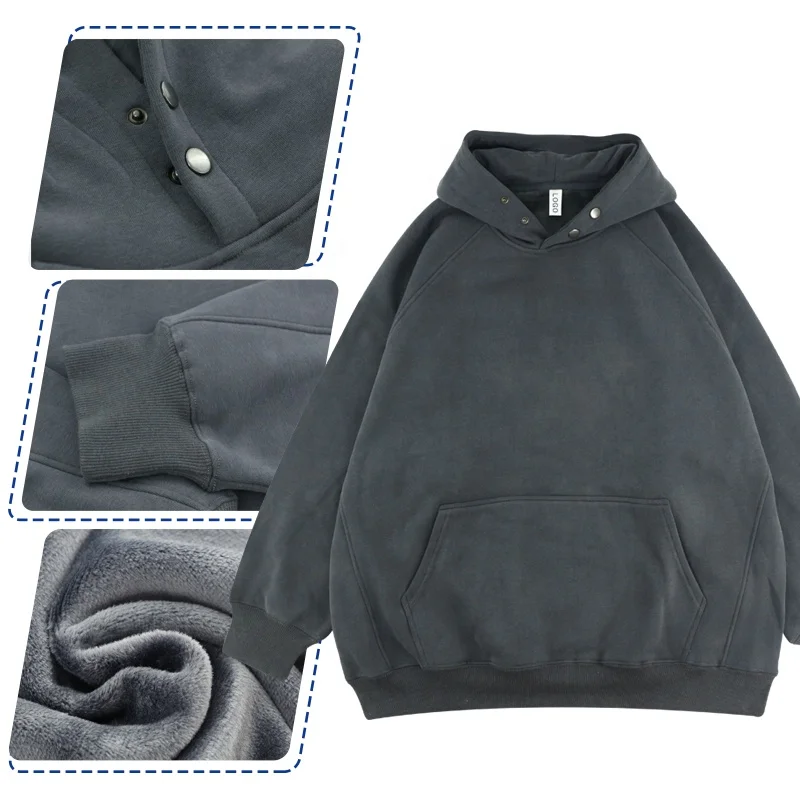 Wholesale 550 Gsm Heavyweight Pullover Sweatshirt Oversized 100% Cotton Hoodie Custom Men Hoodies