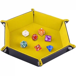Elegant Rose Red Velvet Dice Holder Hexagon Folding Dice Storage Box Leather Tray