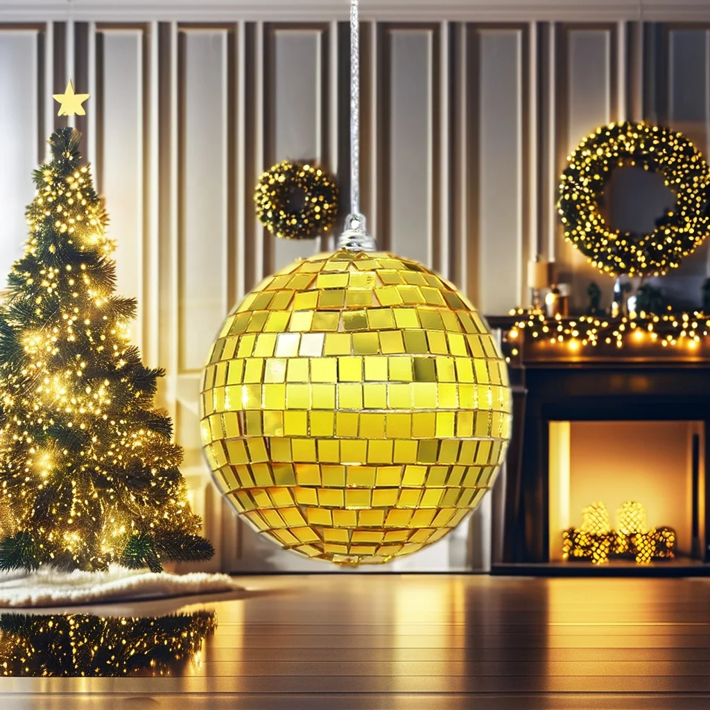 Factory Custom commercial party decoration supplies 2024 xmas gifts christmas tree ornaments plastic foam mirror disco ball 50cm