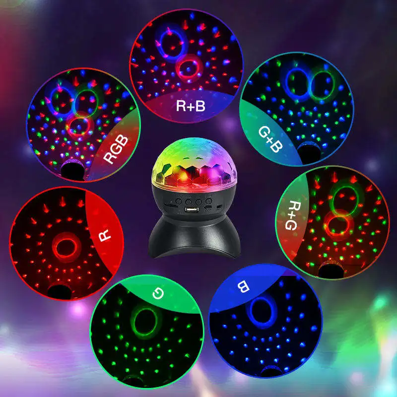 LED Stage Light With Wireless Speaker for Party Bar Club Rechargeable RGB Crystal Magic Ball Light Disco Light