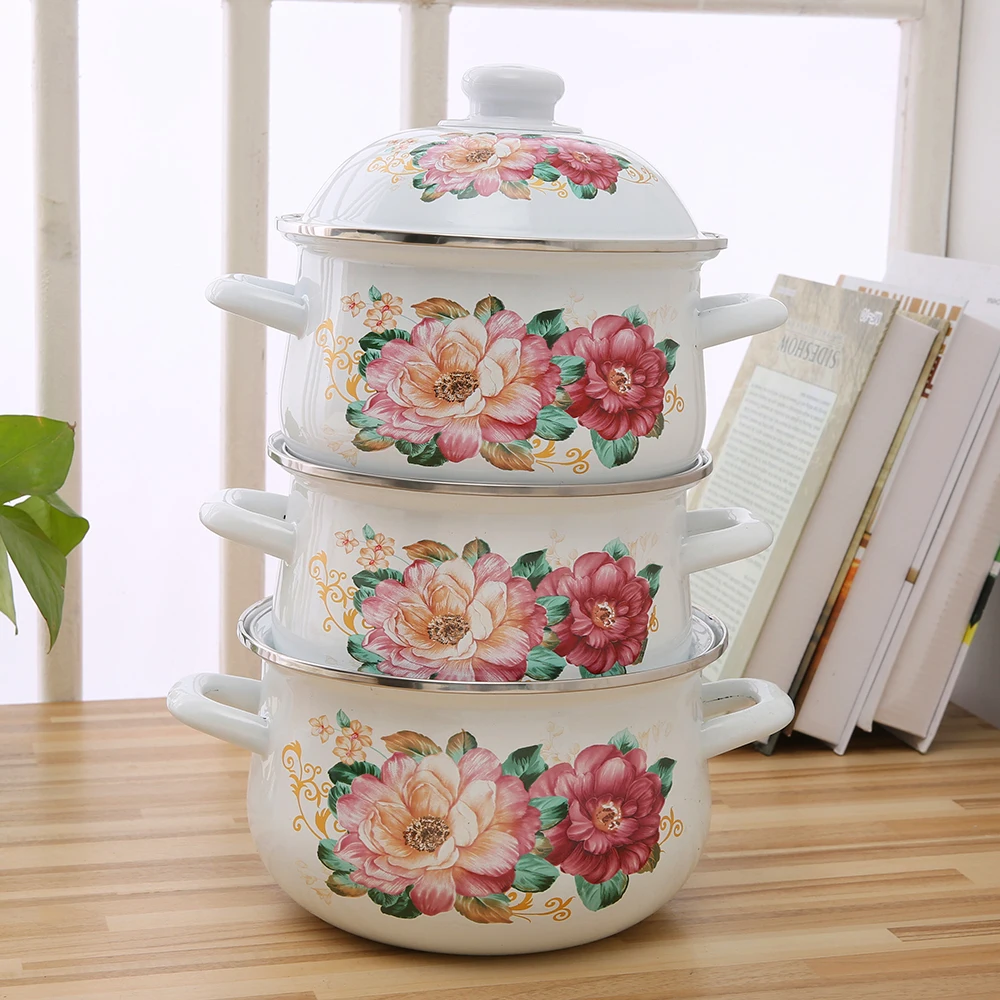 771DB Rani High quality factory Non Stick Pots Enamel casserole storage container cookware set for kitchenware