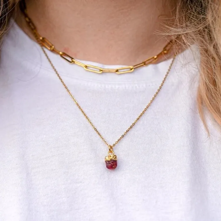 Classic Raw Gemstone Pendant Jewelry 925 Sterling Silver Gold Plated Chokers Crystal Natural Stone Necklace For Men Or Women /