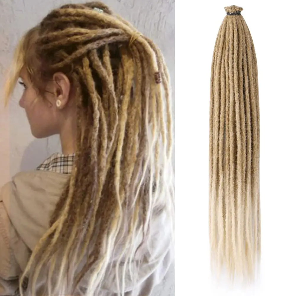 Synthetic Dreadlock Extensions 24 Inch Ombre Blonde Box Braid Dreads Locs Crochet Hippe Dreads Handmade 0.6 cm Braid Hair