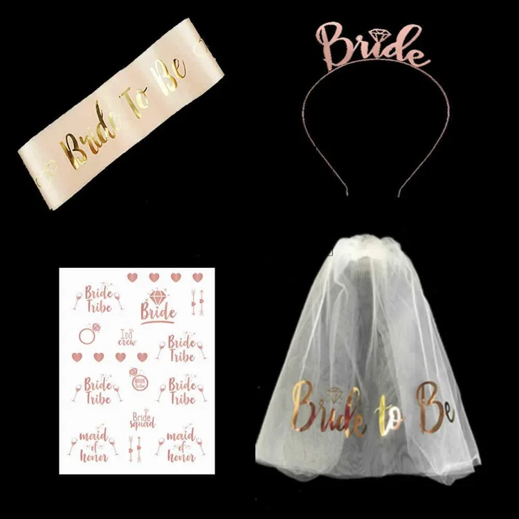 Bride To Be Rose Gold Bride Headband Hen Party Wedding Supplies Bride To Be Sash Sets
