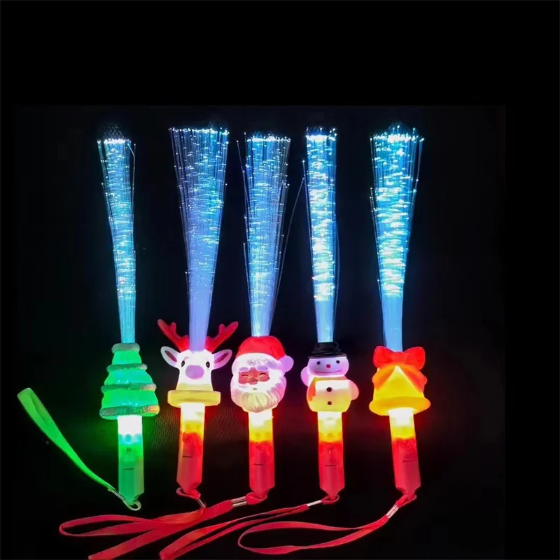 Hot Sale Christmas Series Fiber Optic Stick Plastic Glow Stick Changing Flash Stick Concert and Party Toy