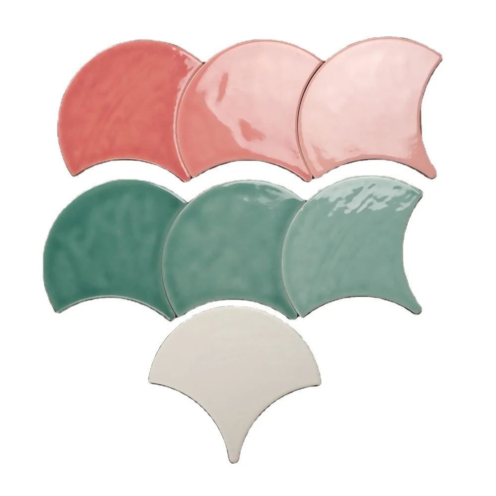 New style Nordic kitchen bathroom bathroom fan-shaped fish scale mosaic background wall tile