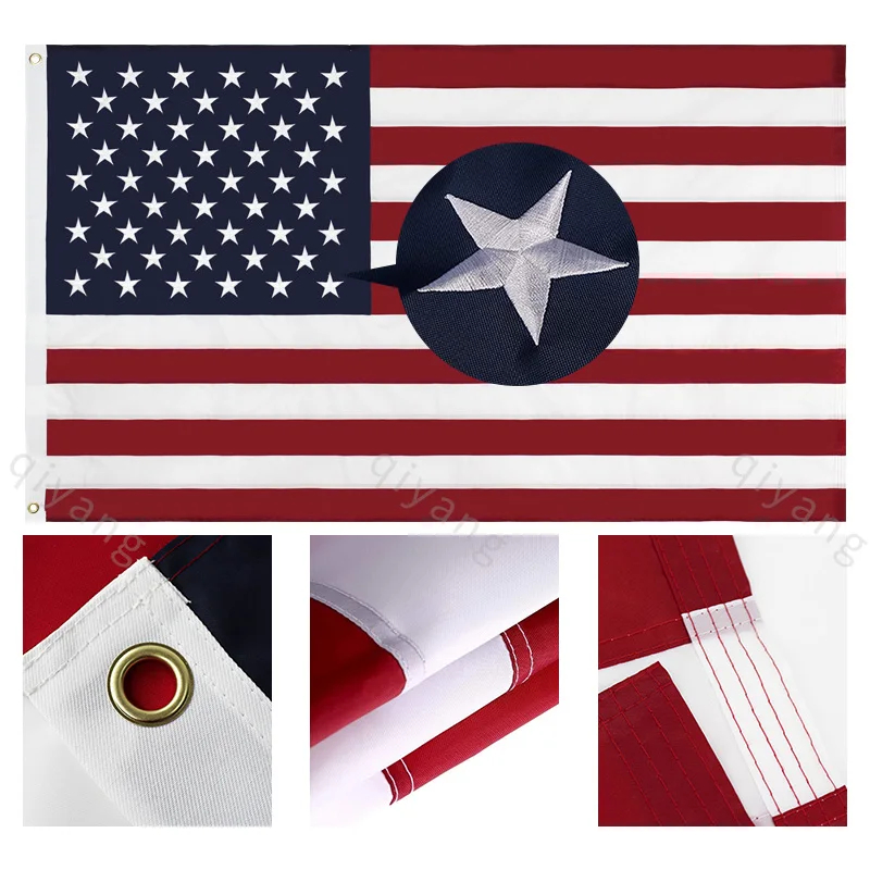 Printing Custom Flags Embroidery USA Flag,3x5ft 90*150cm Polyester World Outdoor banners