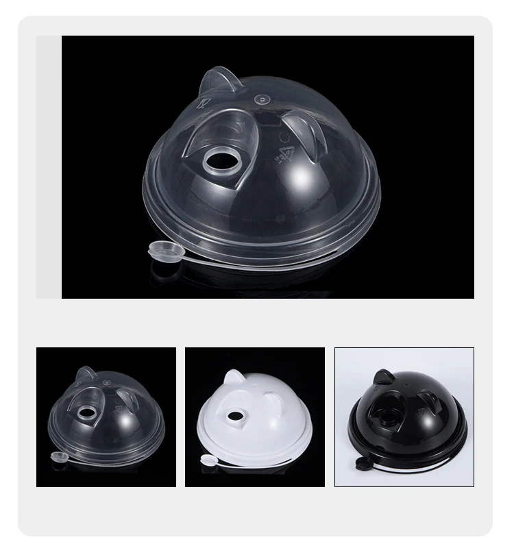Wholesale disposable plastic PP Injection panda lid 90/95mm for boba tea cup lid