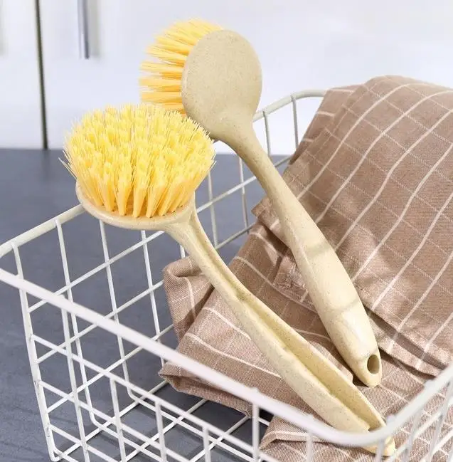 Customized Eco Friendly Long Handle Decontamination Pot Brush Grease Wash Dishes With Handle Pot Brush Kitchen Cleaning Brush
