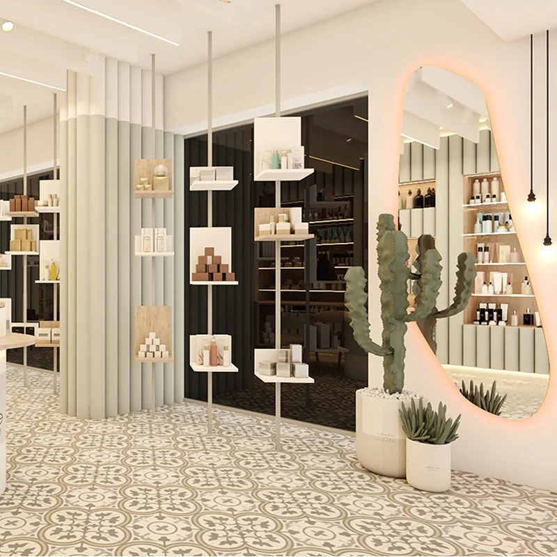 Boutique Wall Display Stand Shelf Cosmetics Product Cabinet Beauty Store Shelving Display Cases Cosmetic Supply Display Stand