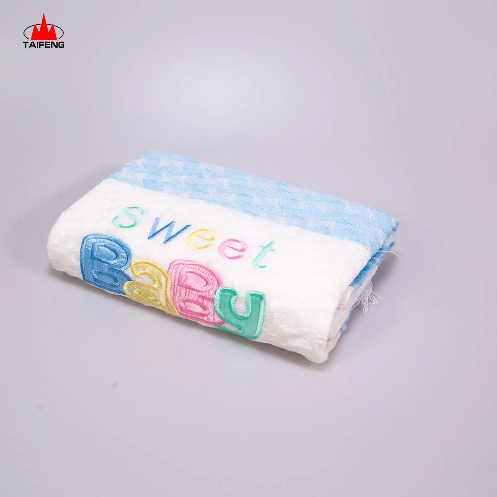 Embroidered baby shawls 100% polyester baby swaddle blanket