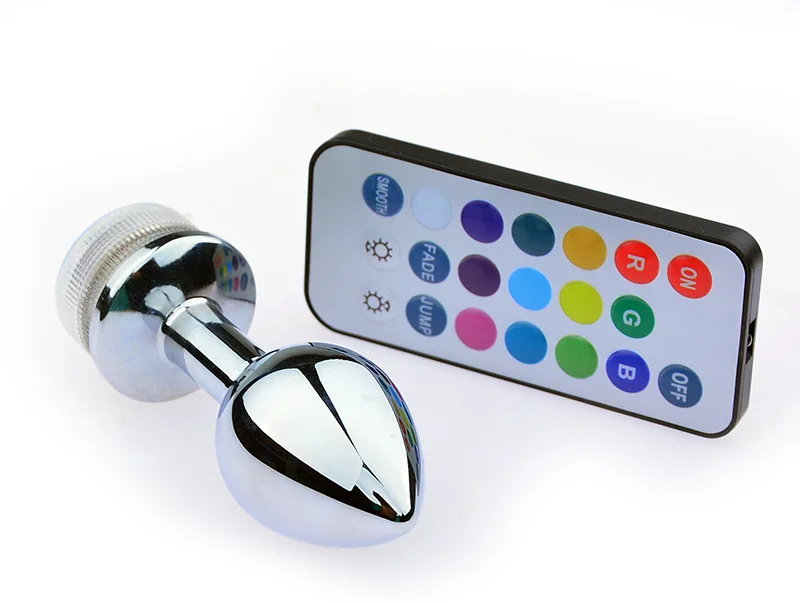 Metal Stainless steel Butt Plugs With LED Light  Anal Sex Toys Kit for Starter Beginner With Remote wireless control