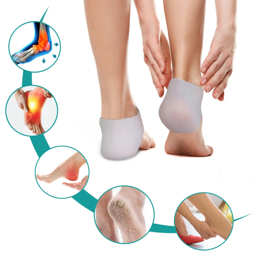 Silica Gel Heel Socks Silicone Gel Heel Sleeves Relieve Foot Cracked Pain Skin Care Protector Socks  HA00557