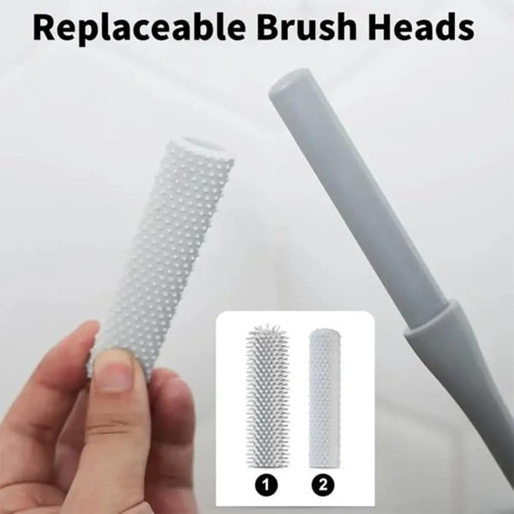Toe Gap Cleaning Brush Long Handled Silicone Toe Crevice Cleaning Brush & Exfoliating Brush Foot Scrubber in Shower