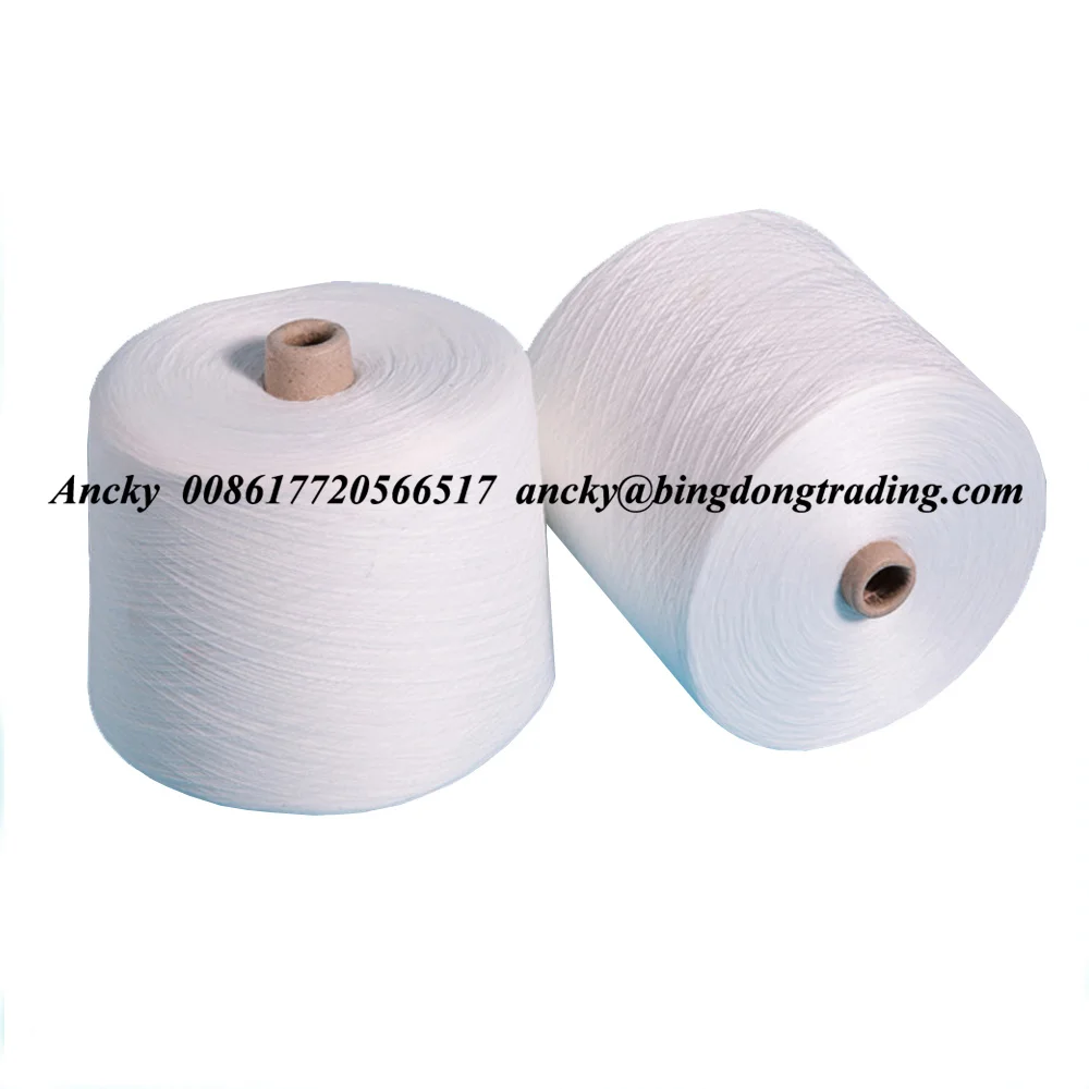 Bangladeshi Cheap 50s/2 50 2 50/2 Spining Paper Cone Wholesale 100% Virgin Ring Spun Polyester Yarn Raw White Bright Semi-Dull