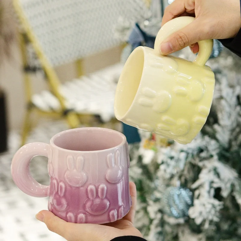 400ml Ceramic Rabbit Mug Cute Little Cartoon Design Porcelain Cup for Coffee and Milk