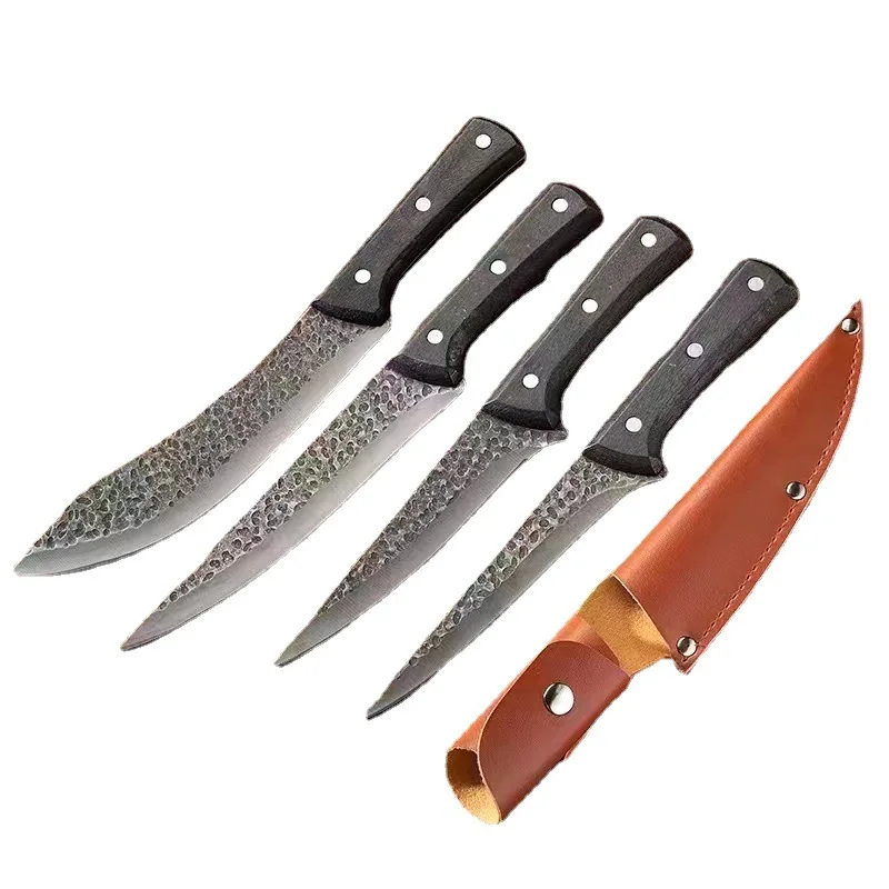 Handmade Forged Butcher Knife with High Carbon Steel Sharp Meat Cleaver Bone Slicing Skinning Utility Kitchen Knife PP Handle