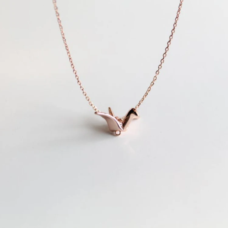 wholesale 925 sterling silver origami crane pendant necklace