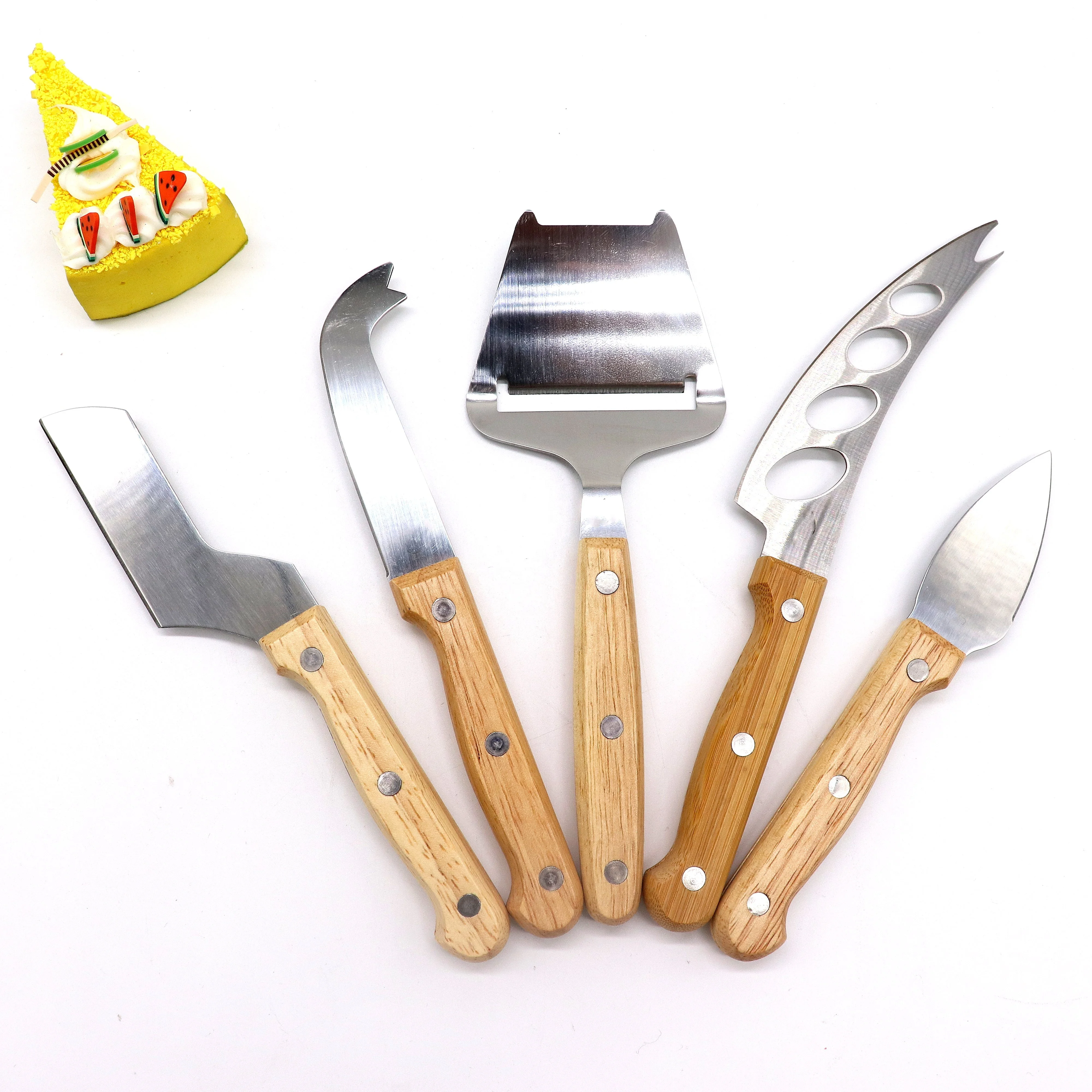 stainless steel cheese knives knife set with wood handle