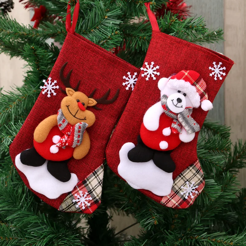 Hot Selling Christmas candy gift packaging decorations Santa Claus snowman Christmas socks