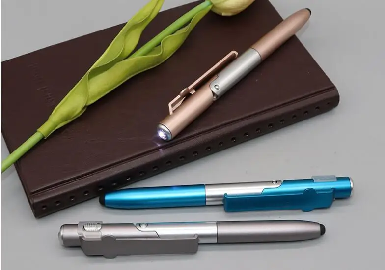Universal mini Capacitive Pen with LED For Tablet Cellphone 4-in-1 Folding Ballpoint Pen Screen Stylus Pen