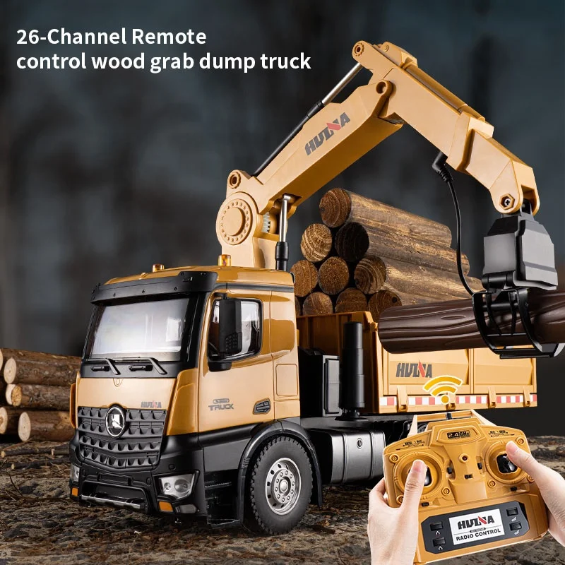HUINA1575 1/14 Alloy Timber Grab Dumper 26CH Radio Controlled Electric Engineering Vehicle Toy Boys 2.4G Frequency Metal