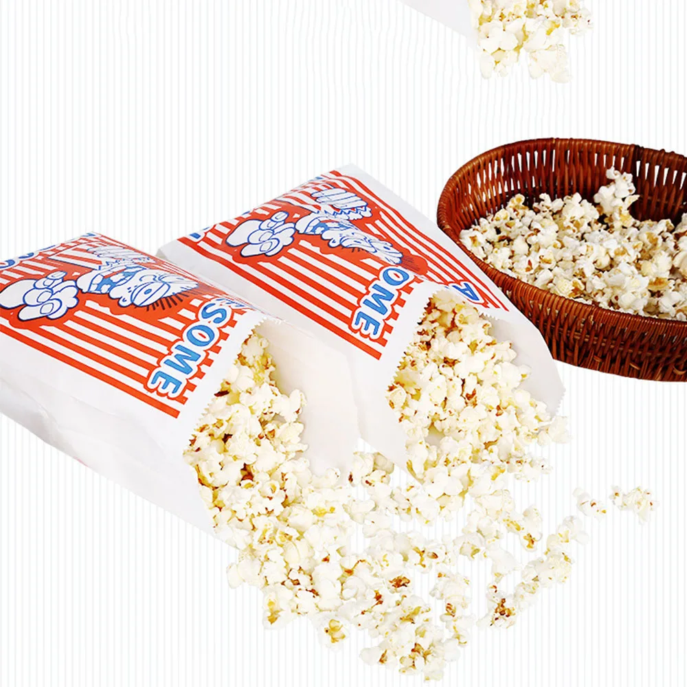 Eco friendly custom printing popcorn oil proof kraft paper bag wholesale french fries high and low mouth paper bag