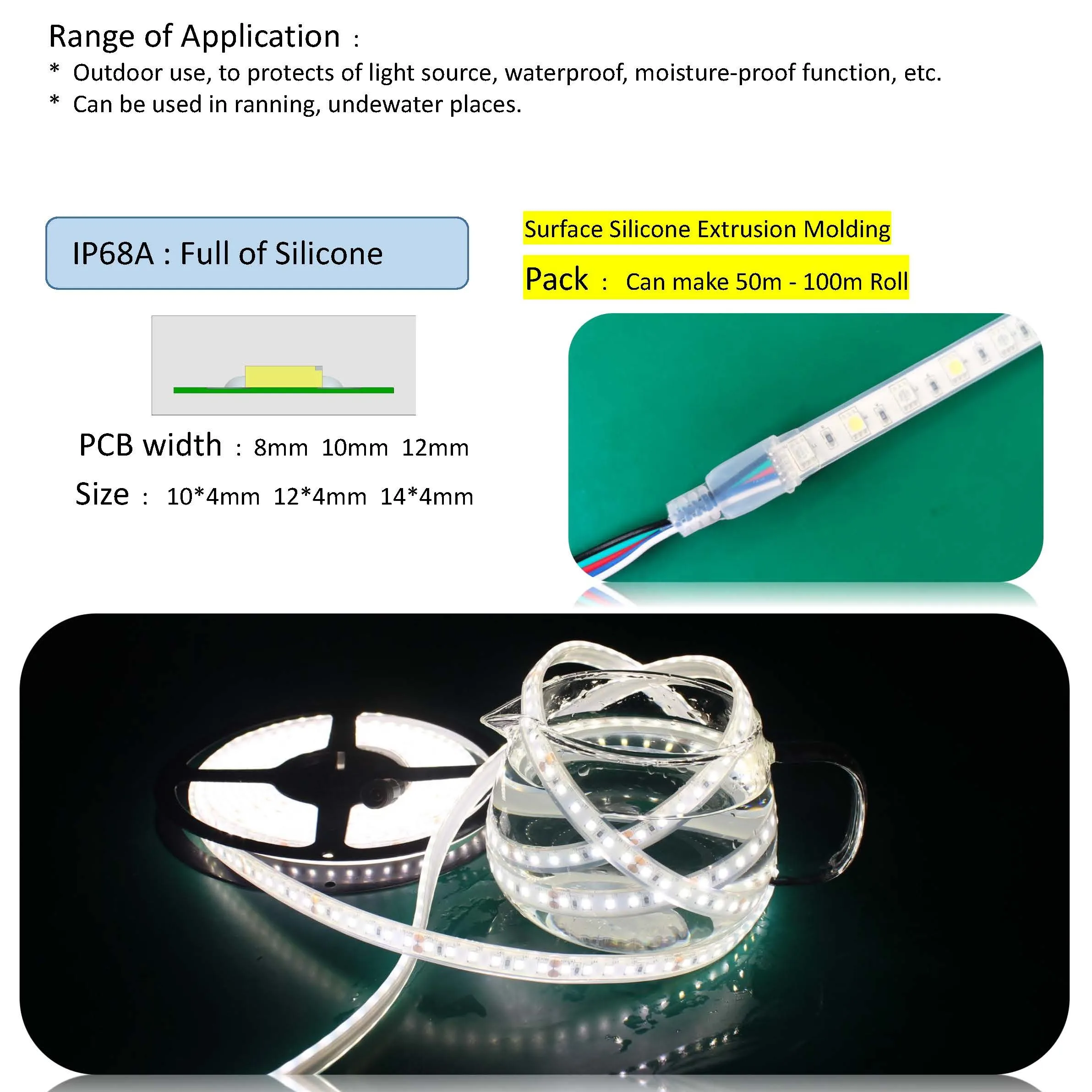 Manufacturer 24v aquaculture submersible ip68 swimming pool underwater led strip